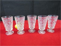 5 Cut Glass Stemware Glasses
