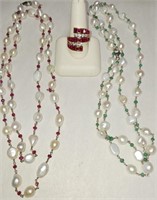 350 - PAIR OF NECKLACES & RING SIZE 10 (B61)