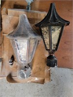 2x Metal and Glass Outdoor Lights