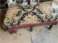 Vintage Floral Tapestry Bench
