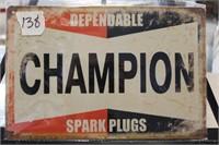 New 8 x 12 Champion spark plugs sign