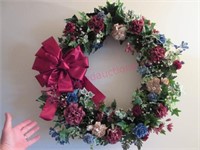 Colorful 24in wreath (above fireplace)