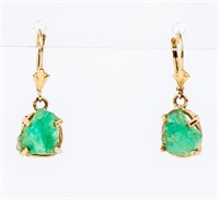 Jewelry 14kt Yellow Gold Green Stone Earrings