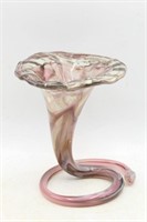 Murano Style Swirl Art Glass Trumpet Vase