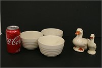 Vintage Duck & Duck Planter, Small USA Bowls x 3