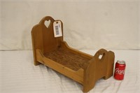 Vintage Handmade Wooden Doll Bed (11" x 19")