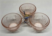 3 Pink Depression Glass Cups