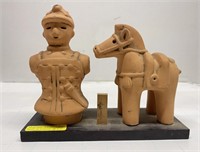Antique Haniwa Terra Cotta Horse &  Figurine