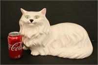 Ceramic Cat, Green Eyes (16" x 9" x 10")