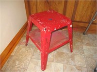 Red metal step stool