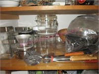 Contents of pantry shelf (West Bend popper & misc)