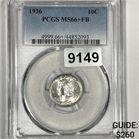 1936 Mercury Silver Dime PCGS-MS66+ FB