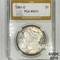 1881-O Morgan Silver Dollar PGA-MS63+