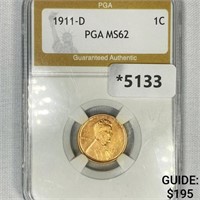 1911-D Wheat Cent PGA-MS62