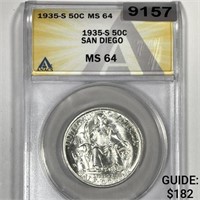 1935-S San Diego Half Dollar ANACS-MS64