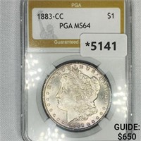 1883-CC Morgan Silver Dollar PGA-MS64
