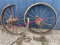 Antique iron 4ft wheels (farm implement)
