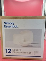 New Simply Essentials 12 Piece Square Dinnerware