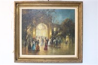 FRAMED OIL ON CANVAS "AT THE BALL"
