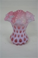 CRANBERRY OPALESCENT COIN SPOT VASE