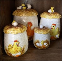 Lot of 4 Farmhouse Chicken Canisters