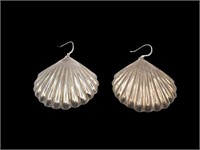 Pair Vintage Mexican Sterling Shell Earrings 12 G