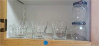 Glasses and jars, this shelf only  (kitchen)