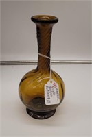 Amber round bottom bud vase 7½"