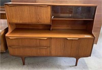 MID CENTURY HIGHBOARD WITH DROP FRONT,