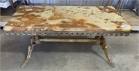 COFFEE TABLE W/ BRASS BASE & MARBLE TOP