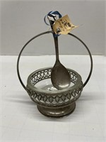 Antique Sugar Bowl / Stand with Spoon