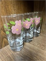 3 Franciscan Hand Painted Glasses Desert Rose