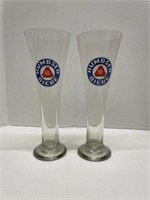 2 Tall Vintage Humbser Biere Glasses