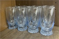 Set of 8 Vintage Libbey Light Blue Glasses