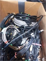Box of AC Adapters and Stereo Gear