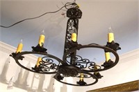 9-Light Spanish style wrought iron chandelier