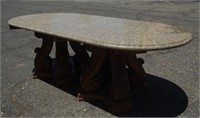 Granite Top Oval Double Pedestal Dinning table