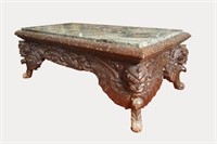 Highly Carved Japanese Hardwood Low Table