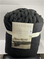 CASALUNA OVER SIZED HAND KNIT BED THROW BLACK