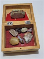 Painted Wood Trinket Box With Stones