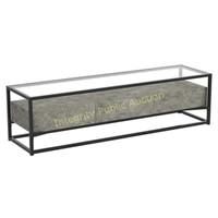 S&CO Home Glass Top Wood TV Stand