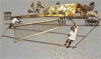 1970s Enesco Metal Wall Art -Tennis Match