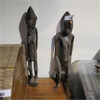 Pair of Vintage Carved Wood African Statues 21"