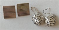 Lot of two pairs of Sterling silver Pierced