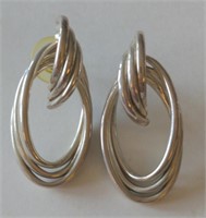 Pair of Sterling Silver Twisted Pierced Earrings,