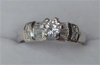 Nice Sterling Silver White Sapphire Ring, size 7
