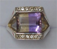 Beautiful Sterling Silver Ametrine Dinner Ring,