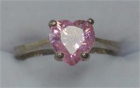 Cute Sterling Silver Pink Sapphire Heart