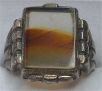 Beautiful Vintage Glass Sterling Silver Ring,