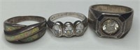 Lot of three Sterling silver rings with stones,